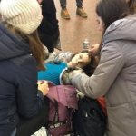 The girl became ill on the subway.